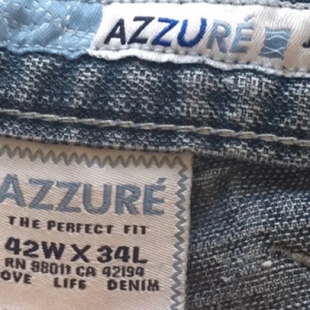 Vintage Azzure Distressed Mens High Rise Blue Jeans